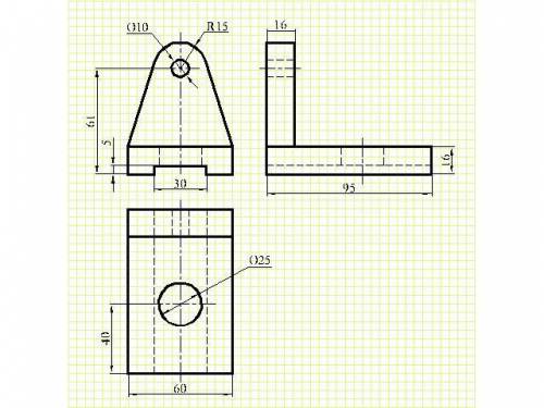 Надо начертить 3 вида вместе с этим рисунком(все вместе).