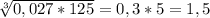 \sqrt[3]{0,027*125} =0,3*5=1,5