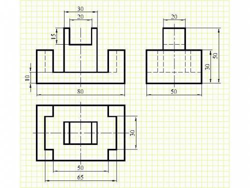 По двум видам модели постройте третий вид и изометрию, проставить размеры. Вариант 2а