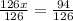 \frac{126x}{126} = \frac{94}{126}