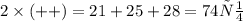 2 \times (П + В+Т) = 21+25+28 = 74см