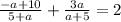 \frac{-a+10}{5+a} +\frac{3a}{a+5} =2