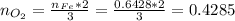 n_{O_2} = \frac{n_{Fe} * 2 }{3} = \frac{0.6428 * 2}{3} = 0.4285