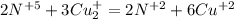 2N^{+5} + 3Cu_2^{+} = 2N^{+2} + 6Cu^{+2}