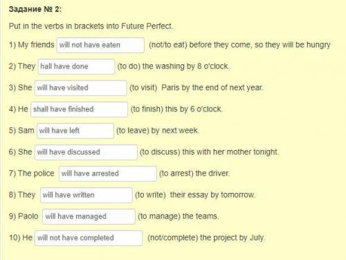 Put in the verbs in brackets into Future Perfect. 1) My friends (not/to eat) before they come, so th