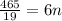 \frac{465}{19} = 6n