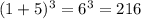 (1+5)^{3} =6^{3} =216