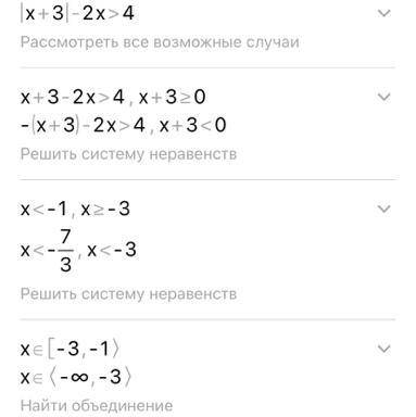 Решите неравенство: |х + 3| > 2х + 4