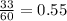 \frac{33}{60} = 0.55