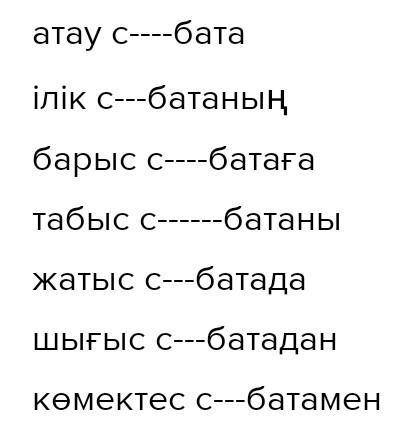 Просклонять слова аңыз,бата,жер по падежам и составить предложения ответьте