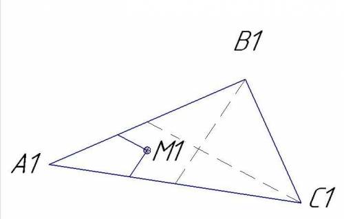 Трикутник А В С1 є зображенням рівностороннього три- 6 кутника АВС, точка М1 - зображенням деякої то