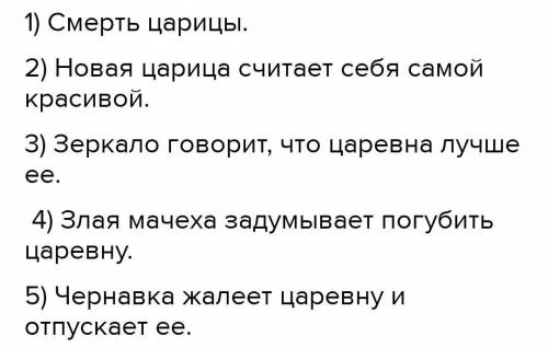 Составьте план по сказке мертвая царевна и 7 богатырей не более 5 пунктов и не больше !