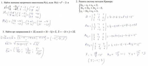 От Математика (1 курс университета ). Найти значение матричного многочлена, решить систему, найти ор