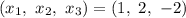 \left(x_1,\ x_2,\ x_3\right) = \left(1,\ 2,\ -2\right)