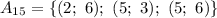 A_{15}=\{(2;\ 6);\ (5;\ 3);\ (5;\ 6)\}