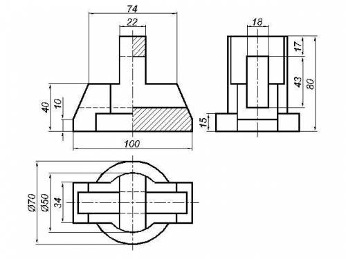 кто может начертить , нужно три вида (спереди, с боку, с верху) и разрез фигуры, вроде аксонометрия