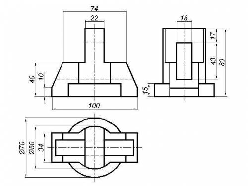 кто может начертить , нужно три вида (спереди, с боку, с верху) и разрез фигуры, вроде аксонометрия