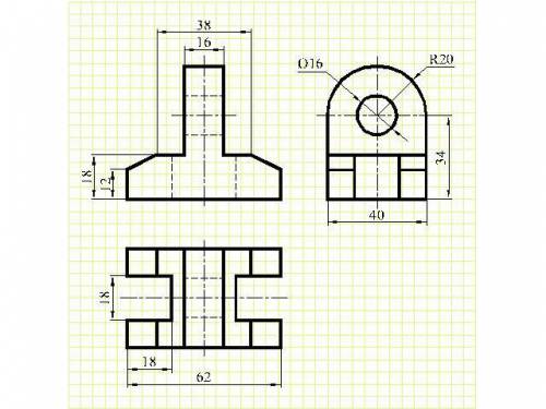 По аксонометрической проекции предмета постройте чертеж в необходимом количестве видов.