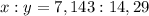 x:y = 7,143:14,29