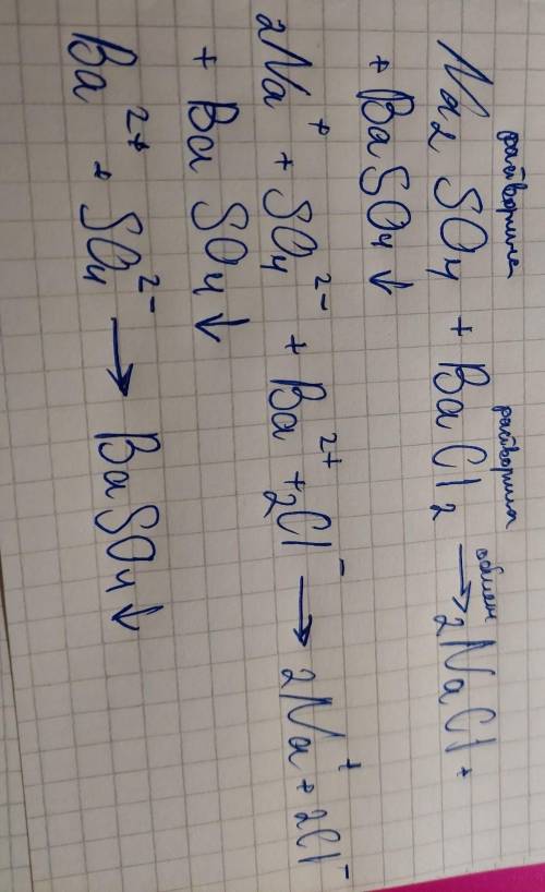 у пробірку налийте 1 мл розчину натрій сульфату і обережно додайте розчин барій хлориду запишіть мол