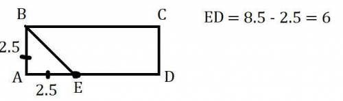 На стороне BC прямоугольника ABCD, у которого AB= 2.5, AD=8.5, отмечена точка E так, что треугольник
