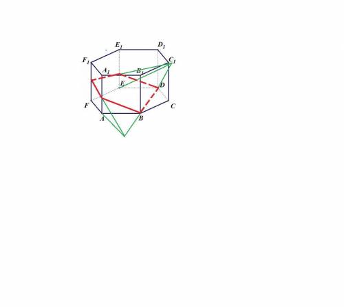 Дана (правильная) шестиугольная призма ABCDEFA1B1C1D1E1F1 ,нужно построить сечение с плоскостью прох