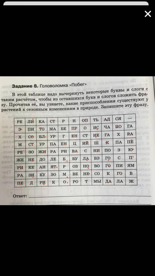 в этой таблице надо вычеркнуть некоторые буквы и слоги с таким расчетом , чтобы из оставшихся букв и