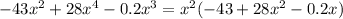 -43x^2+28x^4-0.2x^3=x^2(-43+28x^2-0.2x)