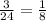 \frac{3}{24} =\frac{1}{8}