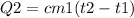 Q2= cm1(t2-t1)