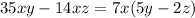 35xy - 14xz = 7x(5y - 2z)