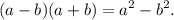 \displaystyle (a-b)(a+b)=a^2-b^2 .