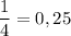 \displaystyle \frac{1}{4}=0,25