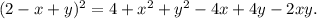 (2-x+y)^2=4+x^2+y^2-4x+4y-2xy.