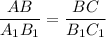 \dfrac{AB}{A_1B_1}=\dfrac{BC}{B_1C_1}