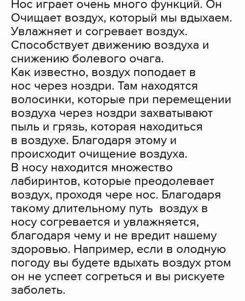 Подготовь сообщение на тему «Зачем человеку нос?»