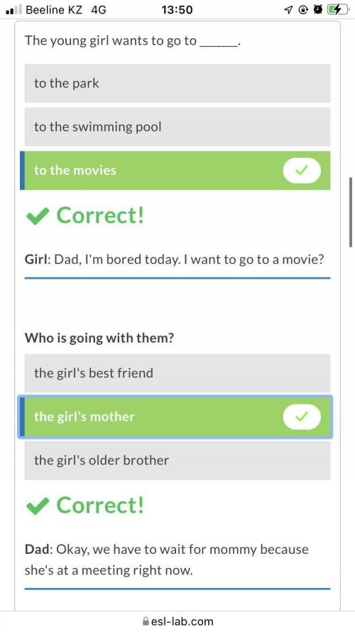 2. Who are they going with? A) the girl's motherB) the girl's best friendC) the girl's older brother