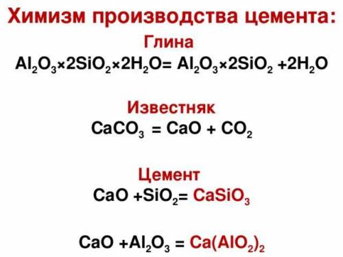 Формулы мела ,мрамора, стекла ,цемента, известняка.