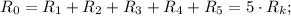 R_0 = R_1 + R_2 + R_3 + R_4 + R_5 = 5\cdot R_k;