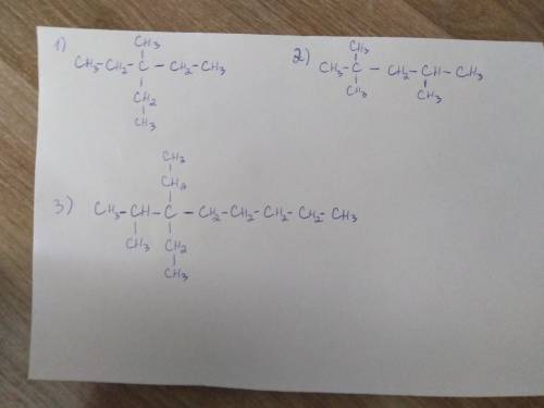 Составить структурные формулы3 метил-3-этилпентан2,2,4,6- тетраметилпентан2-метил-3,3-диэтилоктан​