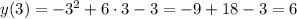 y(3)=-3^2+6\cdot 3-3=-9+18-3=6