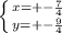 \left \{ {{x=+-\frac{7}{4} } \atop {y=+-\frac{9}{4} }} \right.