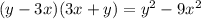 (y - 3x)(3x + y) = {y}^{2} - 9 {x}^{2} 