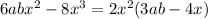 6abx^{2} - 8x^{3} = 2x^{2} (3ab-4x)