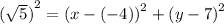  {( \sqrt{5} )}^{2} = {(x - ( - 4))}^{2} + {(y - 7)}^{2} 