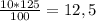 \frac{10*125}{100} =12,5