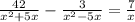 \frac{42}{x^{2}+5x}-\frac{3}{x^{2}-5x} =\frac{7}{x}