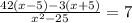 \frac{42(x-5)-3(x+5)}{x^{2}-25}=7