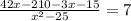 \frac{42x-210-3x-15}{x^{2}-25} =7