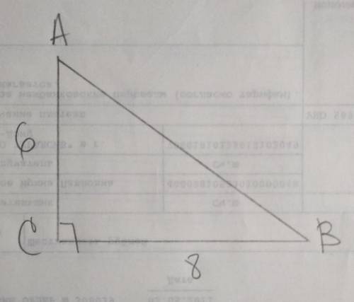 Нарисуй прямоугольный треугольник abc так, чтобы ∢c =90°, ca=6 см и bc=8 см.